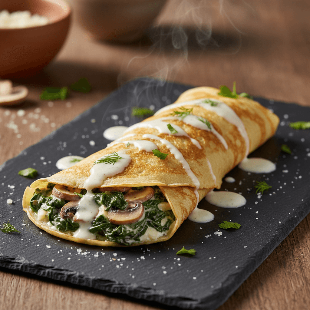 Kremalı Ispanaklı Krep tarifi görseli - 15 kişilik, 112 TL maliyet