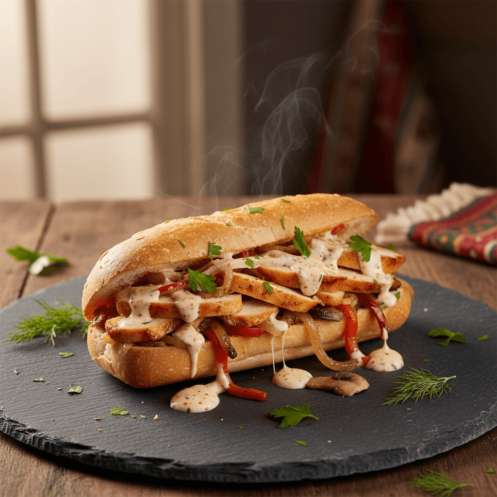 Tavuklu Philly Cheesesteak tarifi görseli - 4 kişilik, 701 TL maliyet