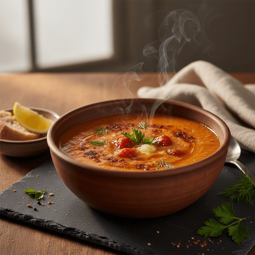 Domatesli Mercimek Çorbası tarifi görseli - 4 kişilik, 46 TL maliyet