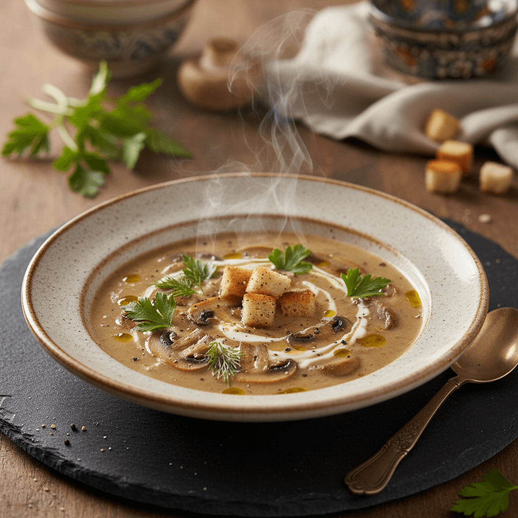 Kremalı Mantar Çorbası tarifi görseli - 2 kişilik, 158 TL maliyet