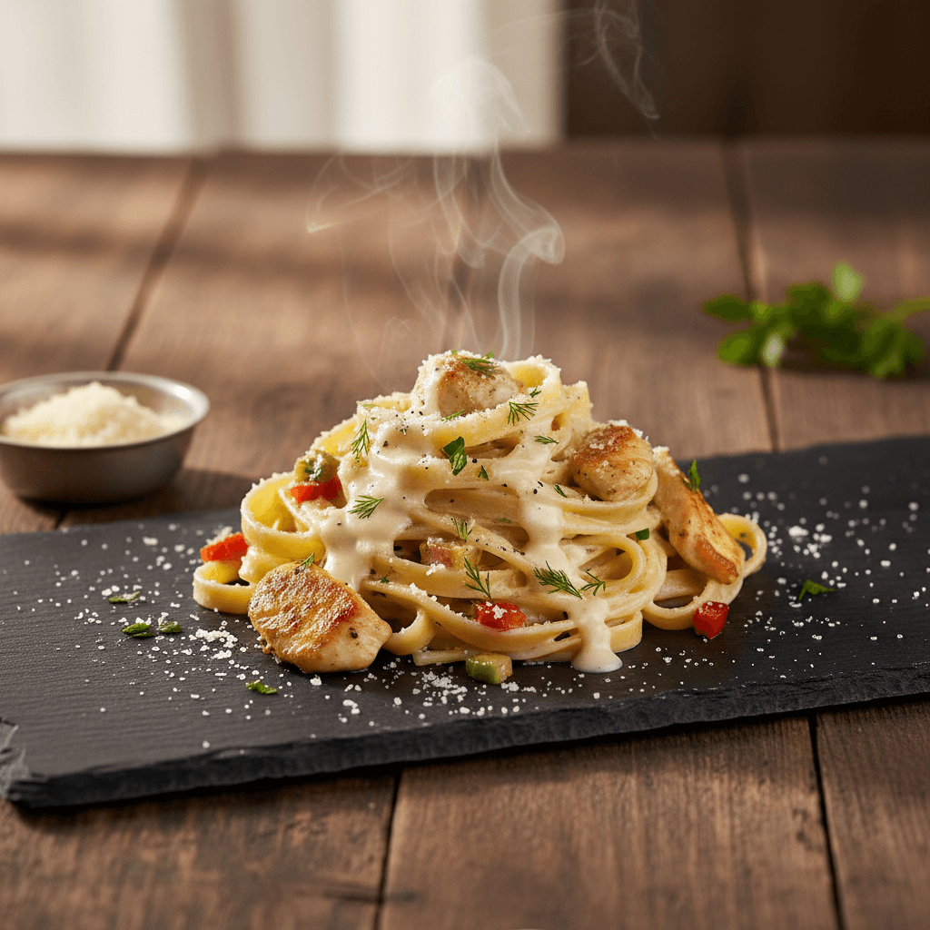 Tavuklu Fettucine Alfredo tarifi görseli - 2 kişilik, 495 TL maliyet