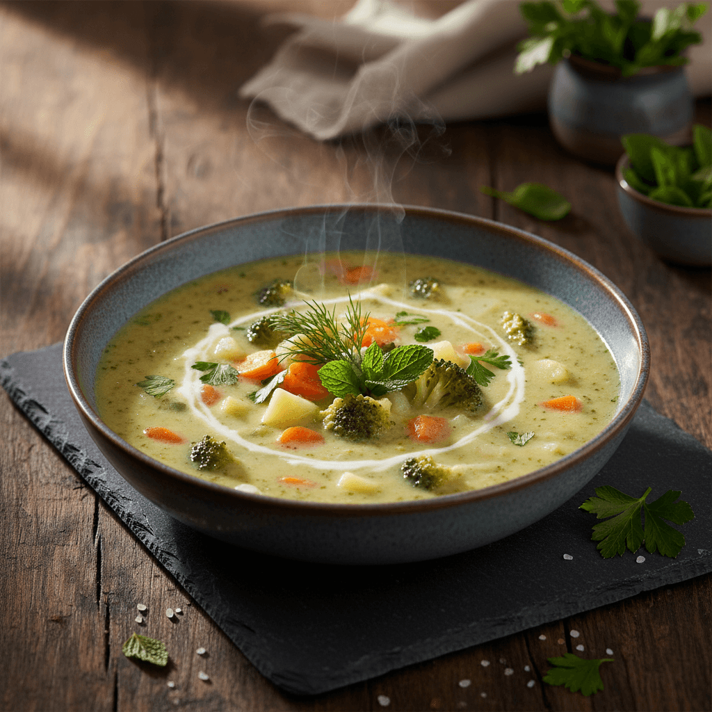 Kremalı Sebzeli Brokoli Çorbası tarifi görseli - 4 kişilik, 78 TL maliyet