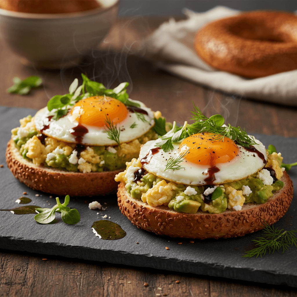 Avokadolu ve Yumurtalı Simit tarifi görseli - 2 kişilik, 192 TL maliyet
