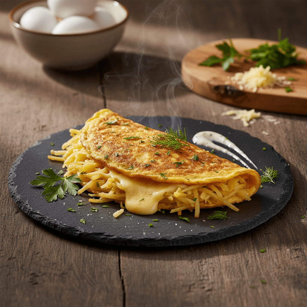 Patatesli Kaşarlı Omlet tarifi görseli - 2 kişilik 131 TL