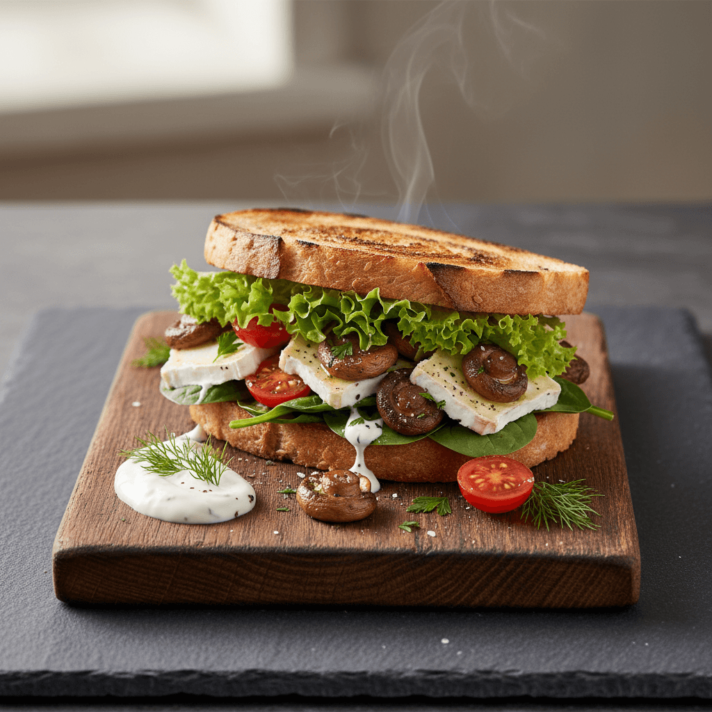 Kestane Mantarlı, Keçi Peynirli Sandviç tarifi görseli - 1 kişilik, 200 TL maliyet