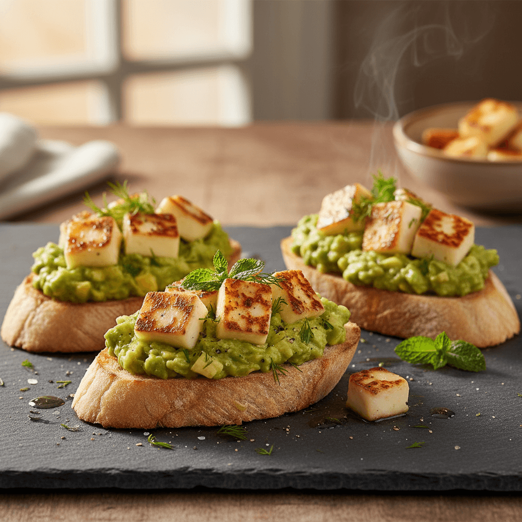 Avokado & Hellimli Bruschetta tarifi görseli - 2 kişilik, 163 TL maliyet