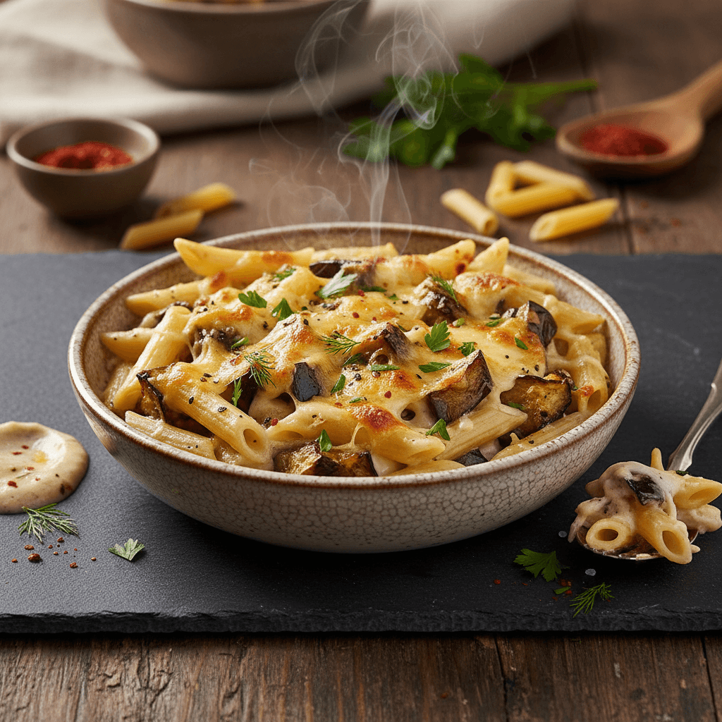 Köz Patlıcanlı Fırın Makarna tarifi görseli - 4 kişilik, 315 TL maliyet