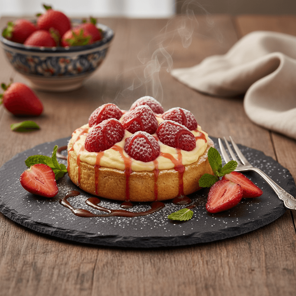 Çilekli ve Kremalı Tart tarifi görseli - 6 kişilik, 153 TL maliyet