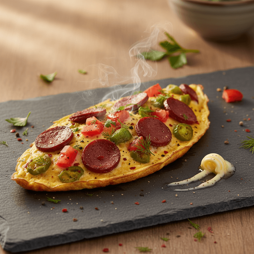 Sebzeli Sucuklu Omlet tarifi görseli - 2 kişilik, 140 TL maliyet