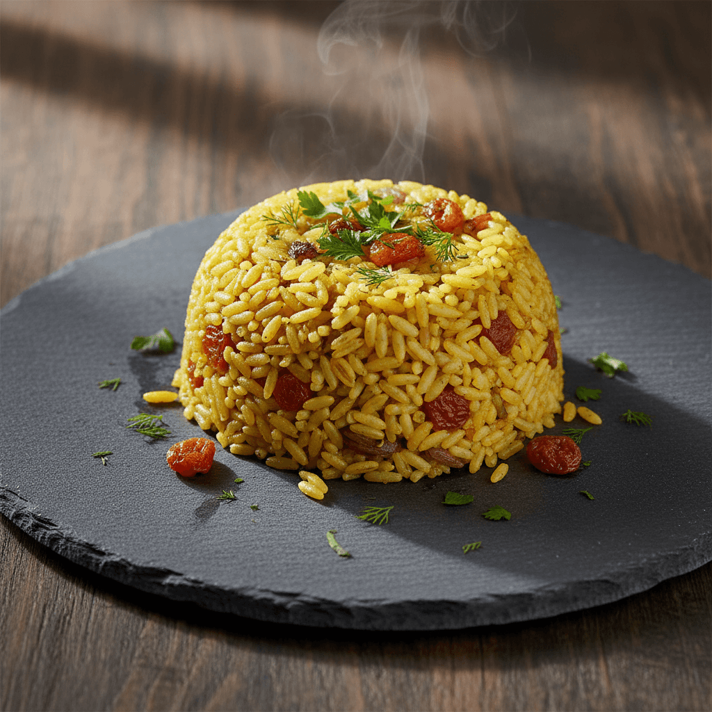Kuru Kayısılı ve Zerdeçallı Pirinç Pilavı tarifi görseli - 4 kişilik, 80 TL maliyet