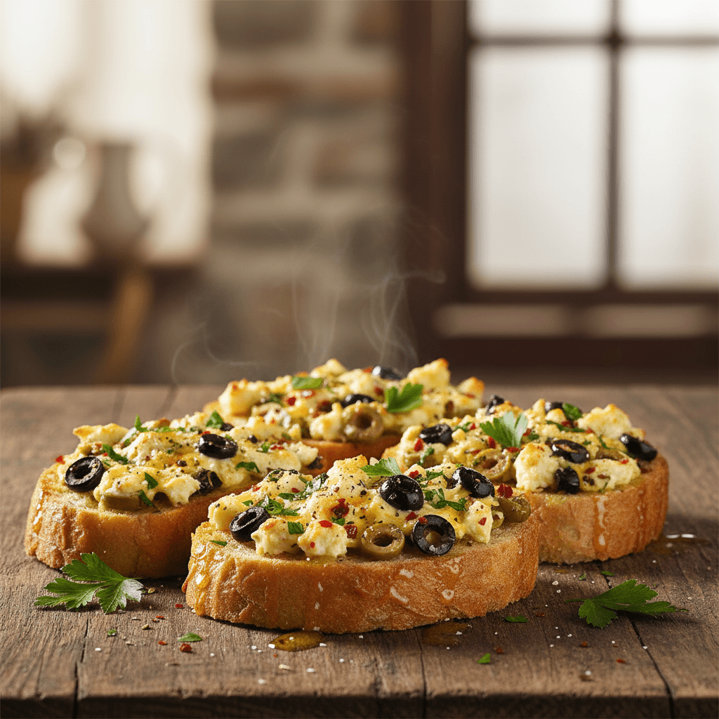 Fırında Zeytinli Kızarmış Ekmek tarifi görseli - 2 kişilik, 221 TL maliyet