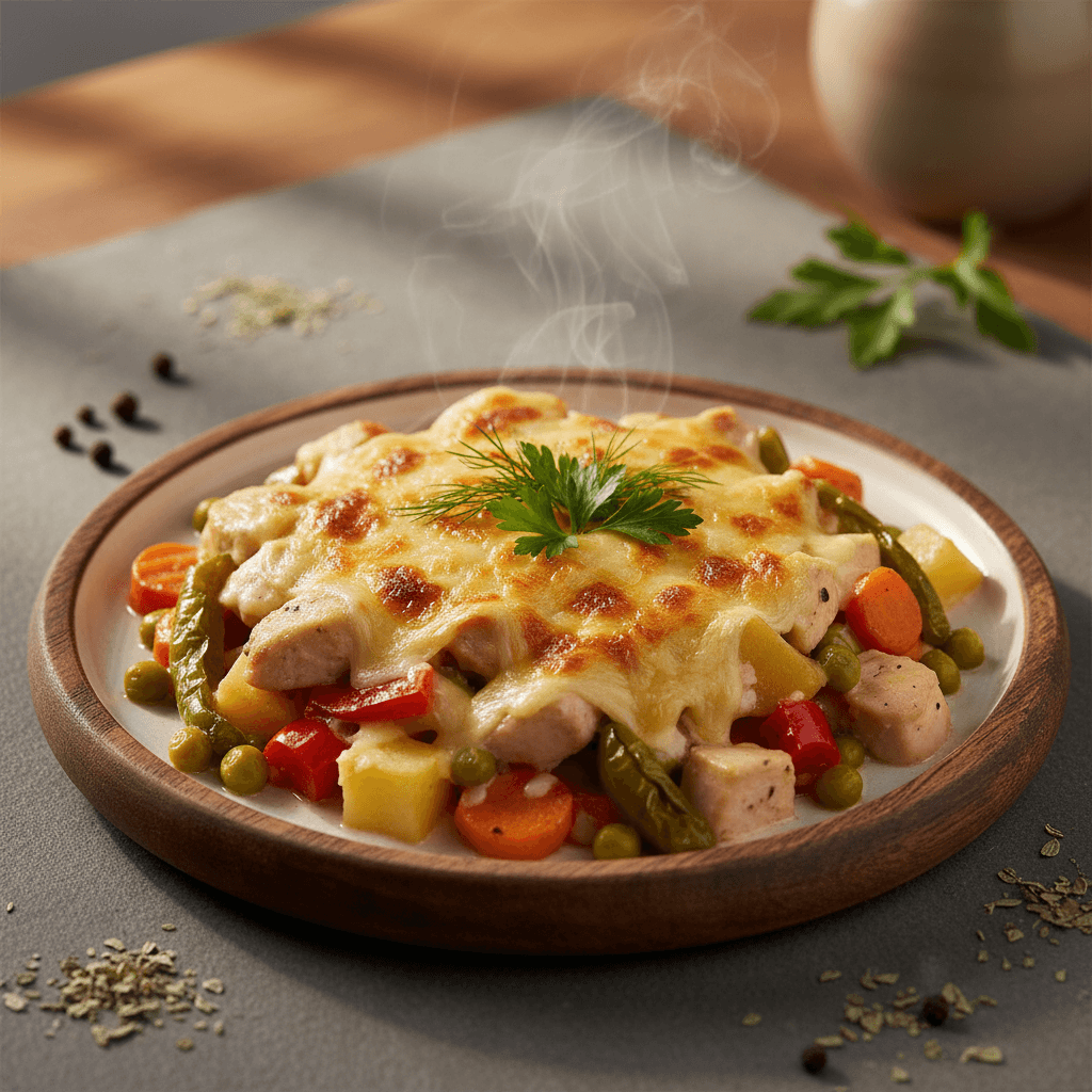 Beşamel Soslu Sebzeli Tavuk tarifi görseli - 4 kişilik, 514 TL maliyet