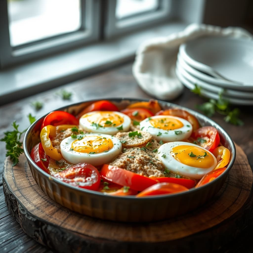 Akışkan Peynirli Domatesli Yumurta Kapama tarifi görseli - 2 kişilik 383 TL