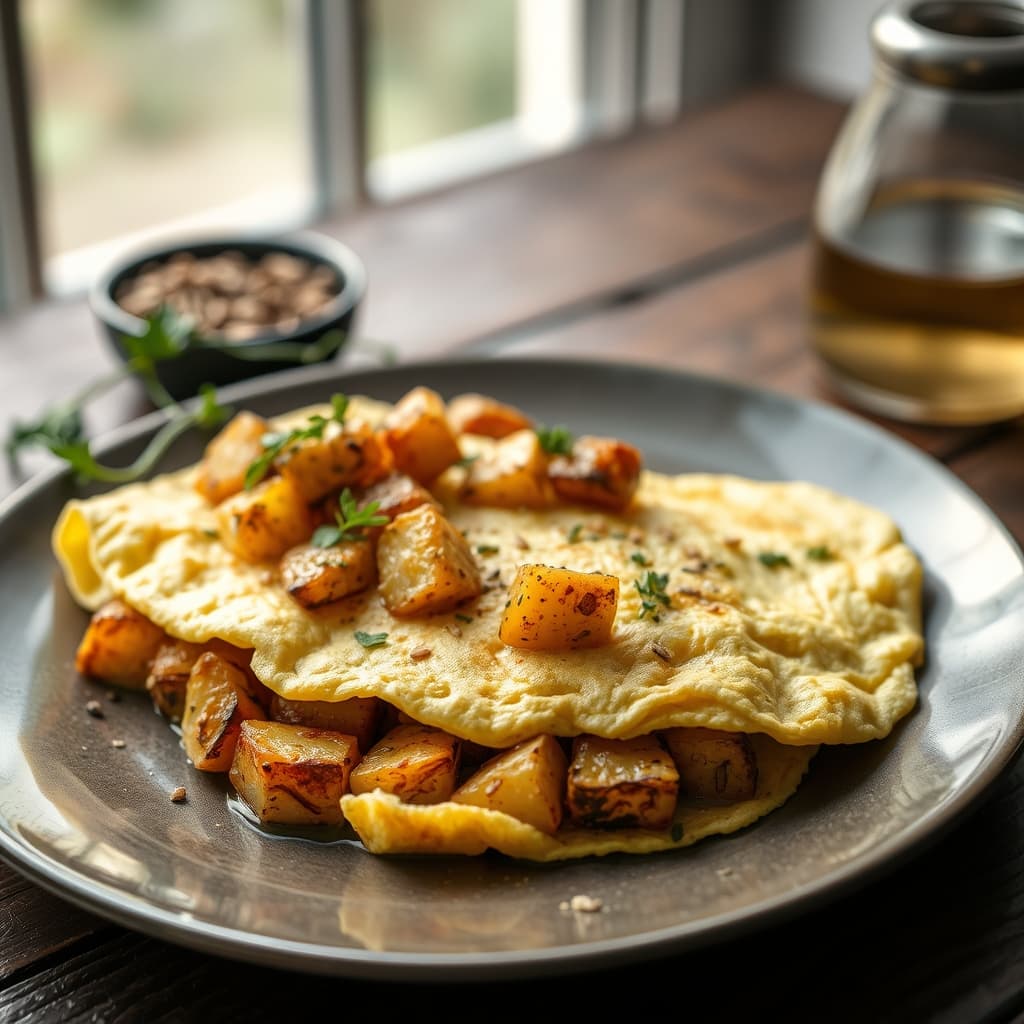 Susamlı Patatesli Omlet tarifi görseli - 1 kişilik, 49 TL maliyet