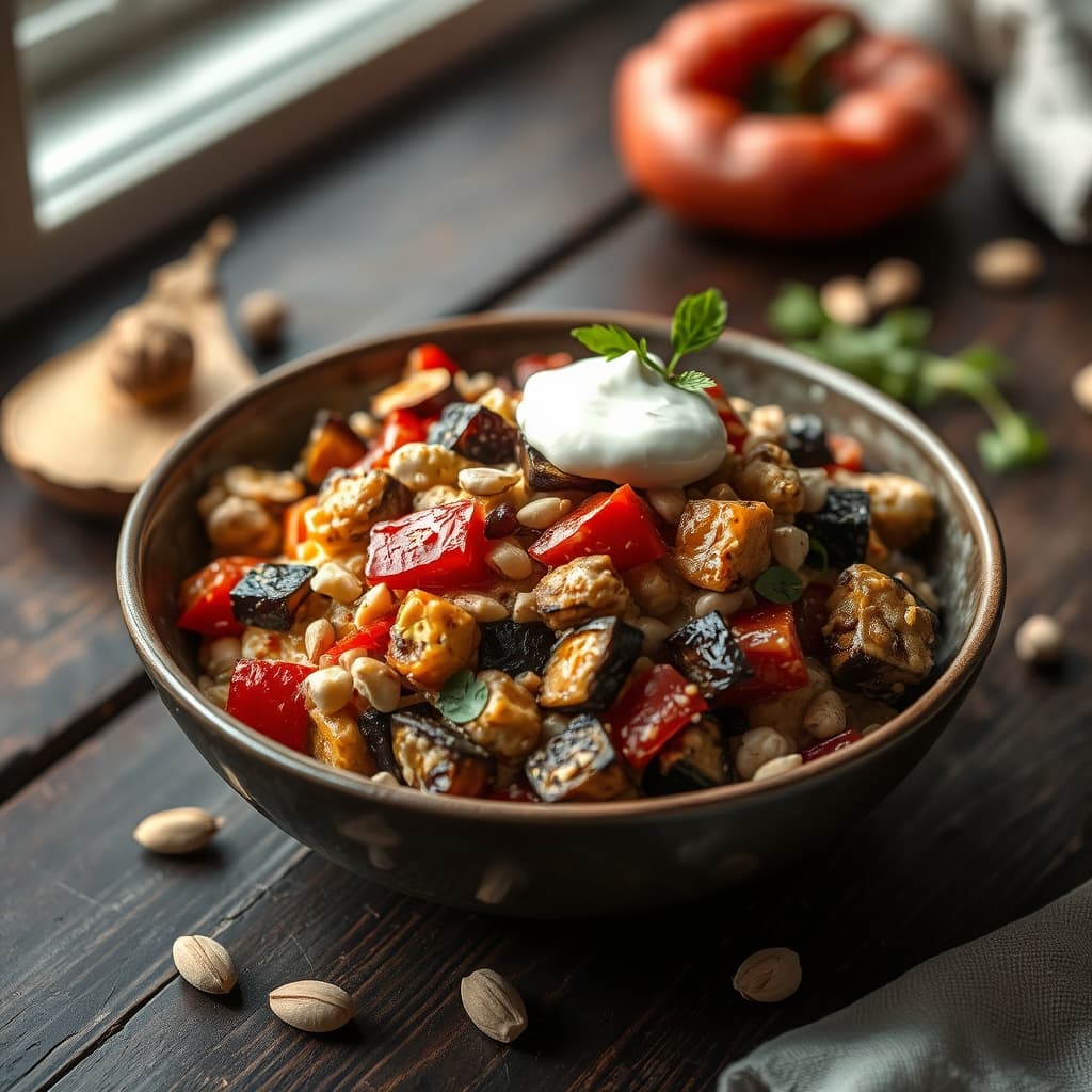 Yoğurtlu Yer Fıstıklı Patlıcan Salatası tarifi görseli - 4 kişilik, 113 TL maliyet