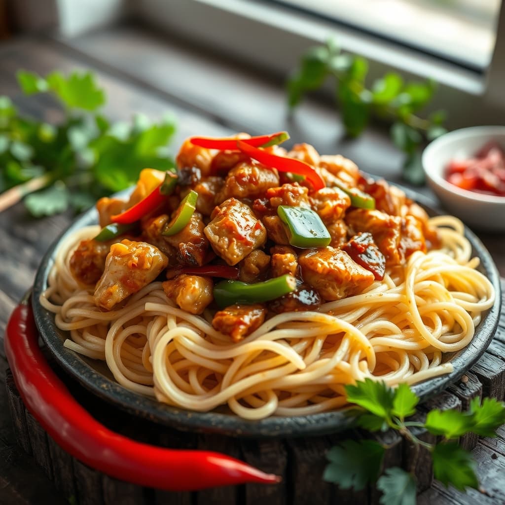 Soya Soslu Tavuklu Sebzeli Erişte tarifi görseli - 4 kişilik, 766 TL maliyet